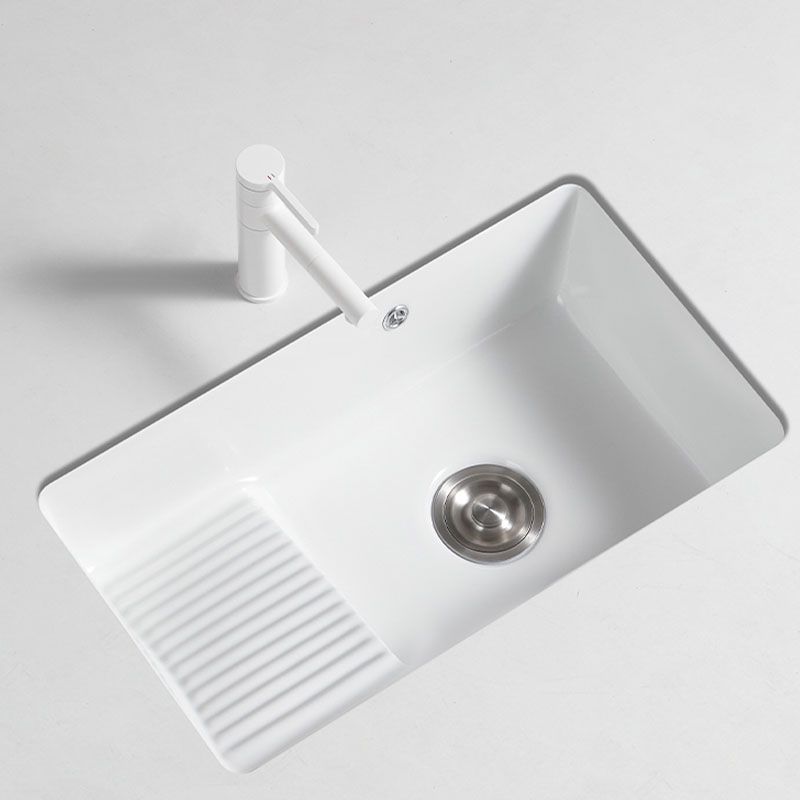 Traditional Undermount Vanity Sink Porcelain Rectangular with Overflow Basin Sink