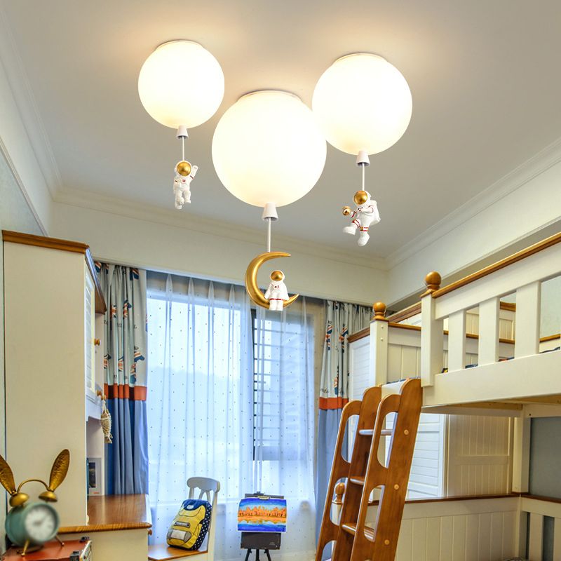Plafonnier à affleurement d'astronautes pour chambre d'enfant, plafonnier créatif en acrylique