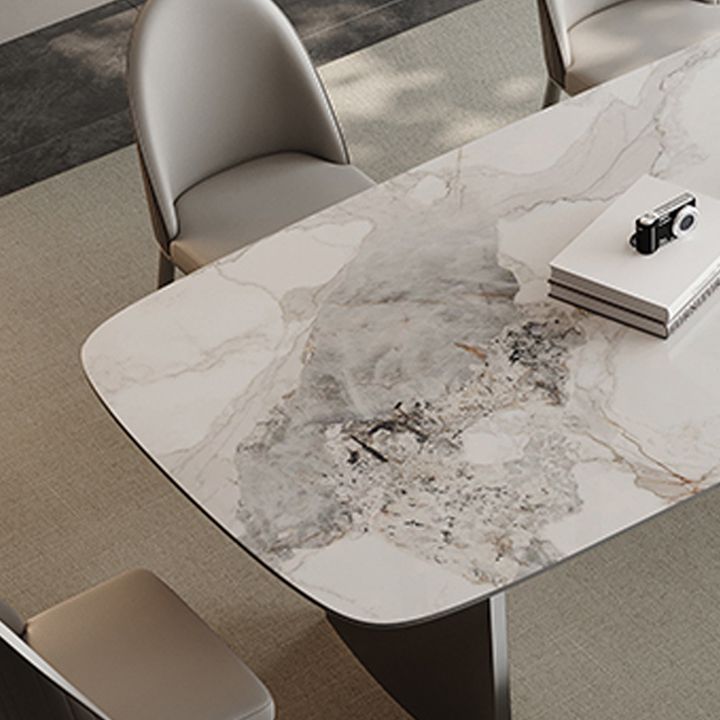 White Stone Dining Set with Padded Chairs 1/4/5/6 Pcs Modern Dinette Set