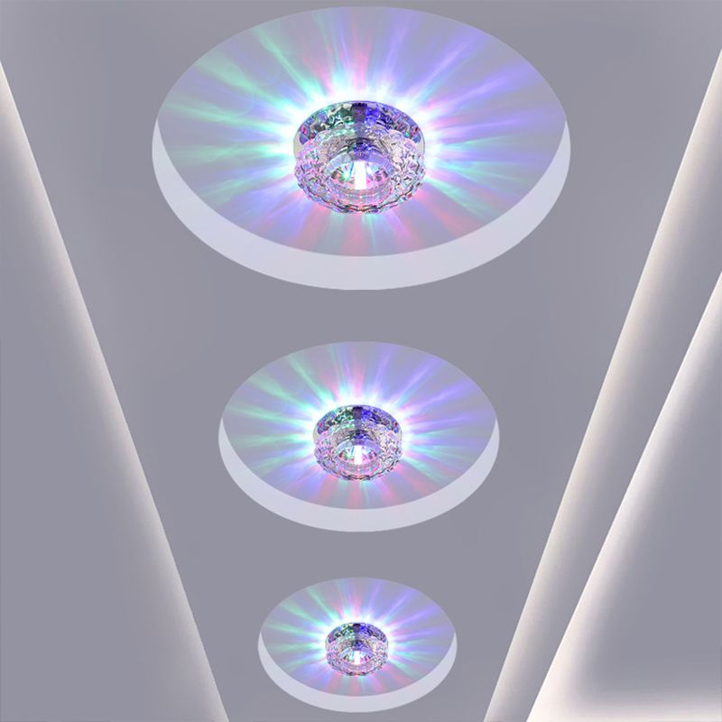 Facettierte Kristallblumen-Deckenleuchte, moderne LED-Einbauleuchte in Chrom für Veranda