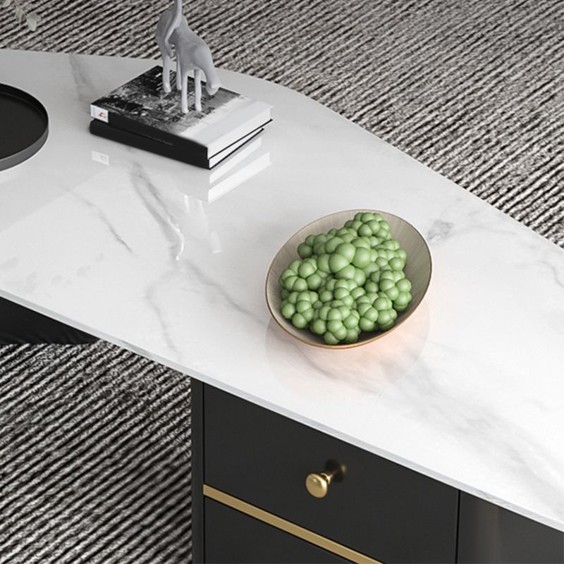 Glam Geometric Coffee Table Slate Top Cocktail Table for Living Room