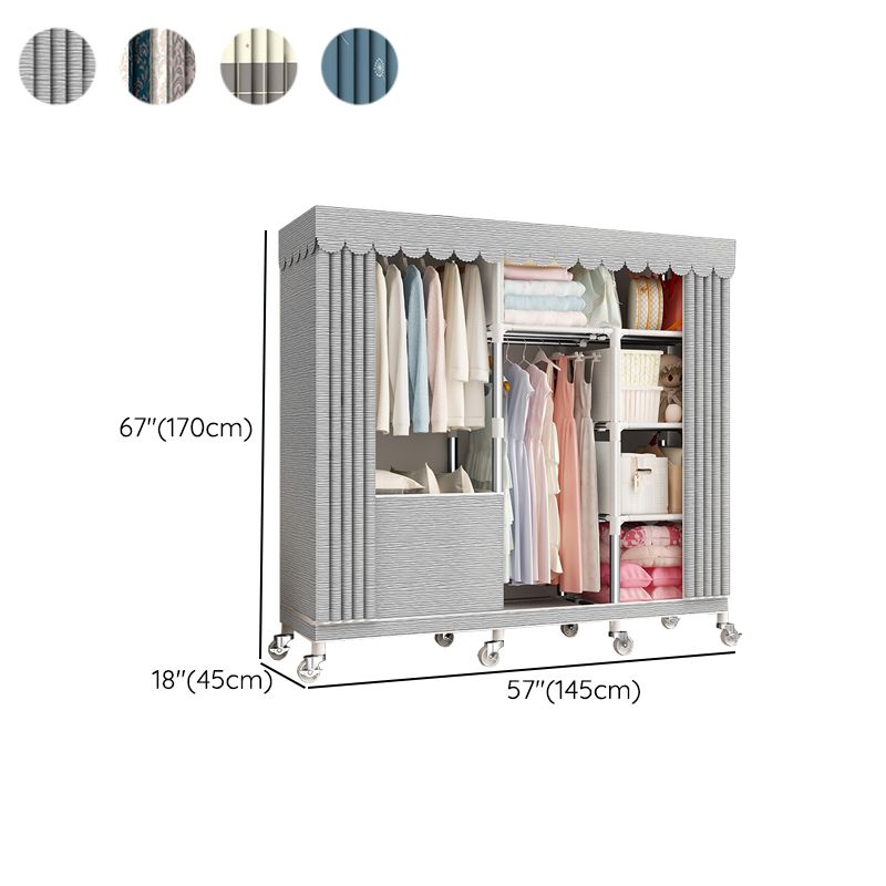 Steel Wardrobe Closet with Garment Rod Modern Wardrobe Armoire