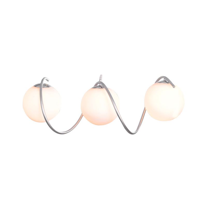 Modern Style Spiral Iron Cluster Pendant 3-Head Suspended Lighting Fixture with Globe White Glass Shade