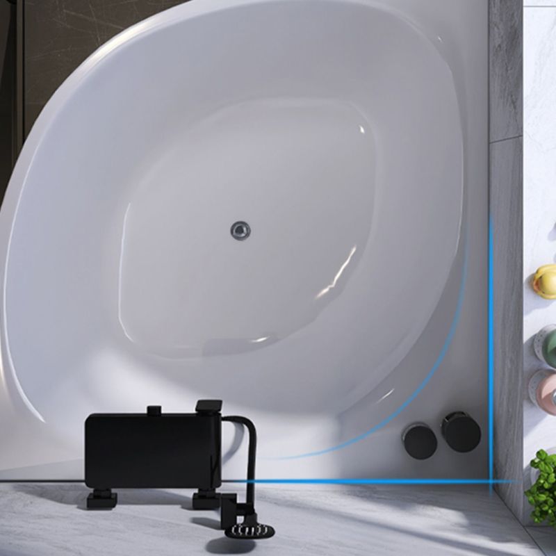 White Acrylic Corner Soaking Bath Modern Back to Wall Bathtub