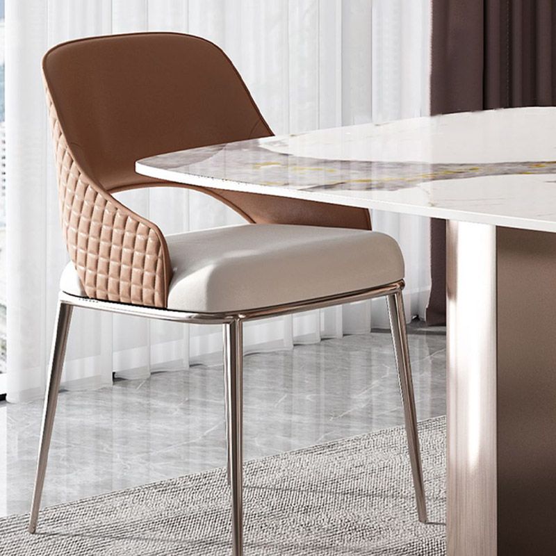 Contemporary Arm Chair Metal Open Back Dining Room Chair for Home