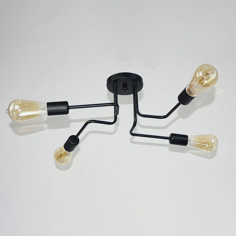 Antique Angled Tangle Semi Flush Ceiling Lights Metal Semi Flush Light Fixtures for Dining Room and Kitchen