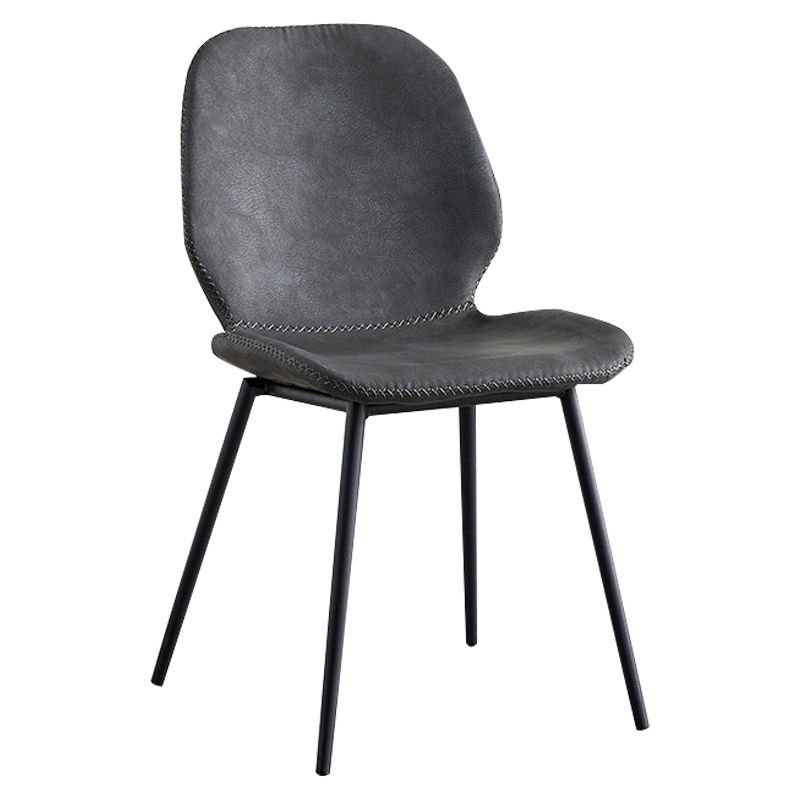 Sillas de comedor de cuero sin brazos con respaldo sólido de diseño industrial para cocina