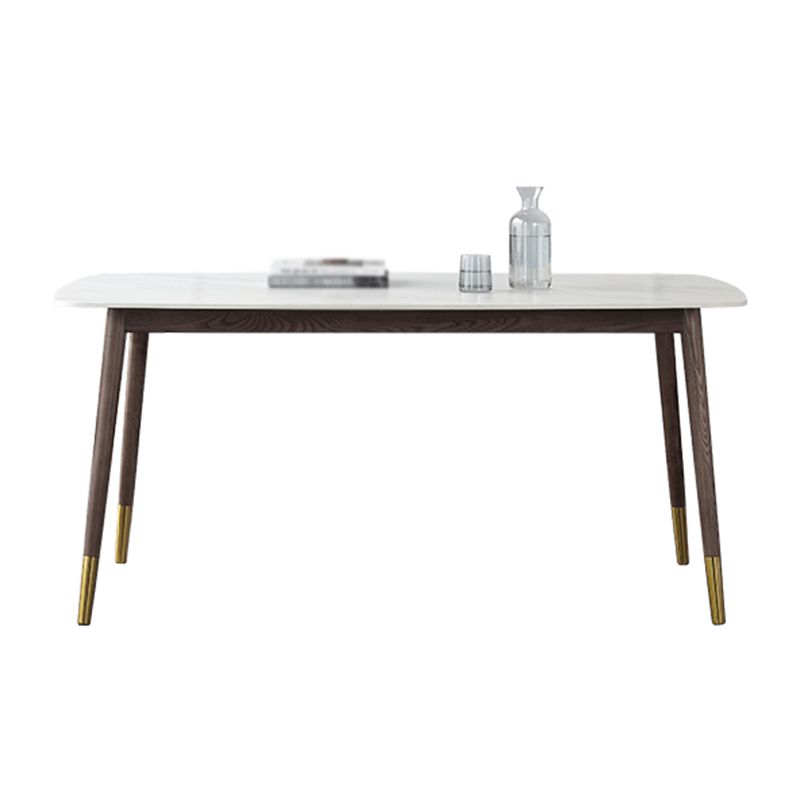 Rectangle 4 Legs Luxury Table White Sintered Stone Top Fixed Table