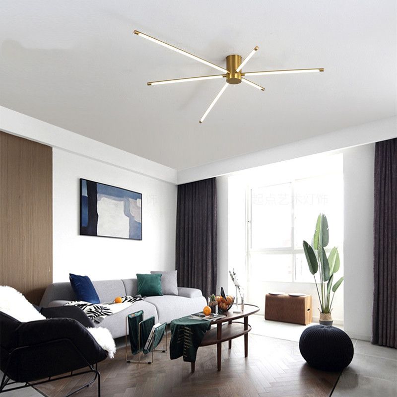 Lámpara de techo LED de estilo moderno, sombra acrílica, tira larga, línea minimalista, luz para sala de estar