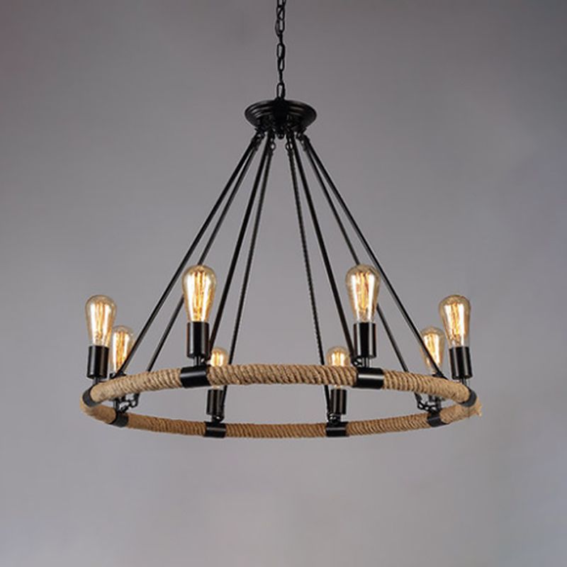 Lámpara de lámpara de bombilla desnuda lámpara colgante de cuerda industrial para restaurante