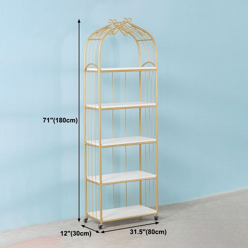 Libreria in stile glam libreria aperta per la sala di studio degli uffici domestici con ruote