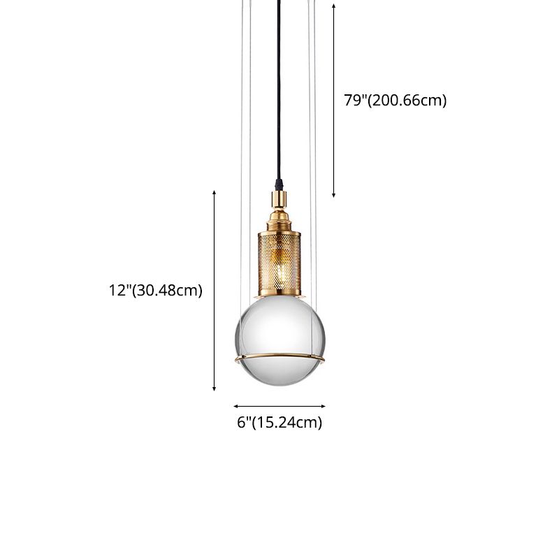 Modern Creative Globe Pendant Light Electroplate Iron Hanging Lamp with Crystal Shade
