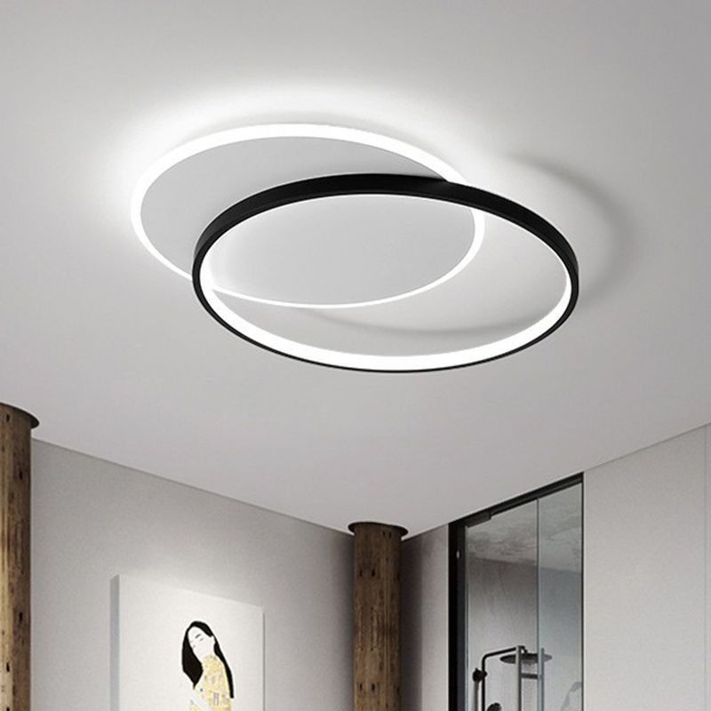 Geometrische Deckenleuchte, moderne, schwarze LED-Einbauleuchte aus Metall