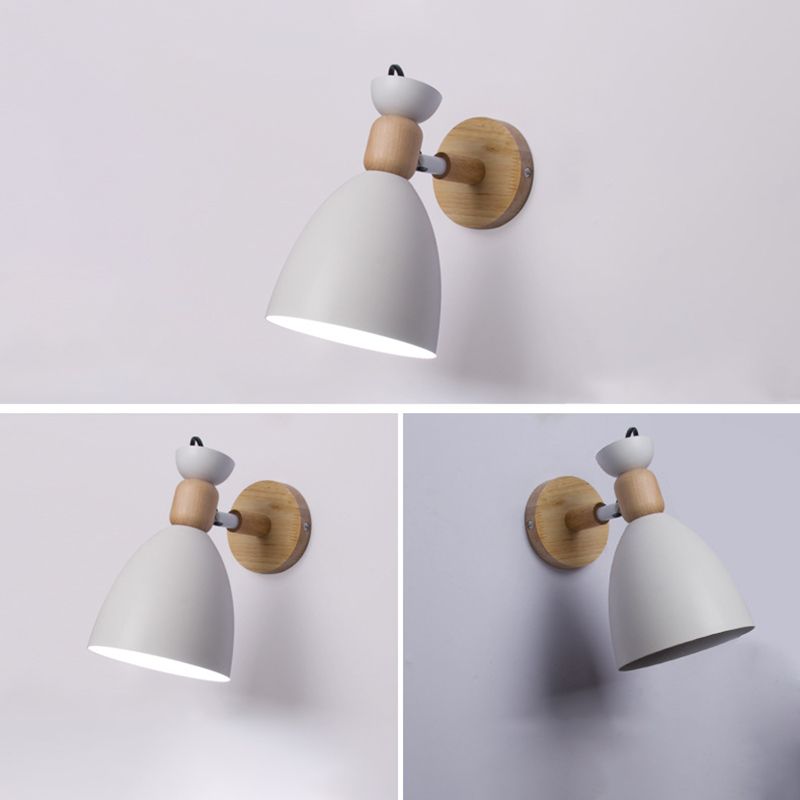 Wrought Iron Macaron Wall Sconce in Modern Concise Style Wooden Dome Wall Lamp for Interior Spaces