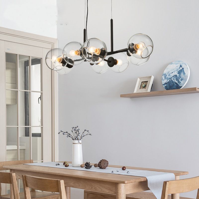 Lámpara de araña de comedor moderno nórdico techo de techo de techo de vidrio simple para cocina