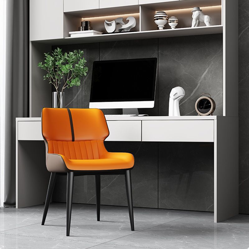 Contemporary Leather Side Chair Wingback Side Chair for Dining Room