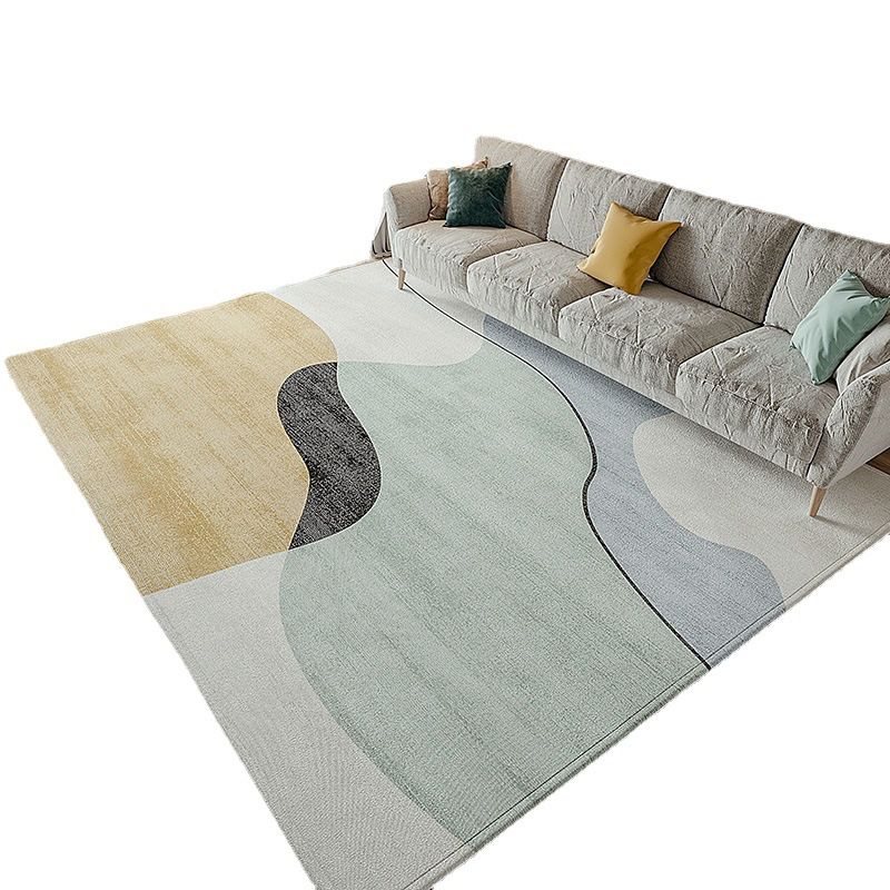 Pink Nordic Rug Polyester Color Piece Rug Non-Slip Backing Rug for Living Room