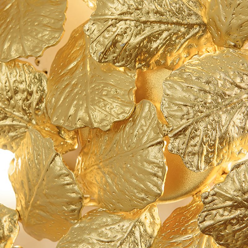 Lámpara de pared redonda de estilo moderno 3 luces accesorio de iluminación de pared de aluminio con diseño de café/hoja de oro oscuro