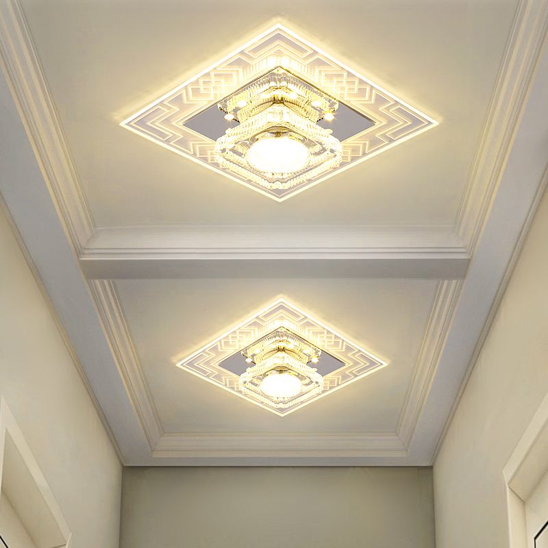 Plafonnier LED en cristal de style moderne, plafonnier encastré avec trou de 2 à 4 pouces de diamètre