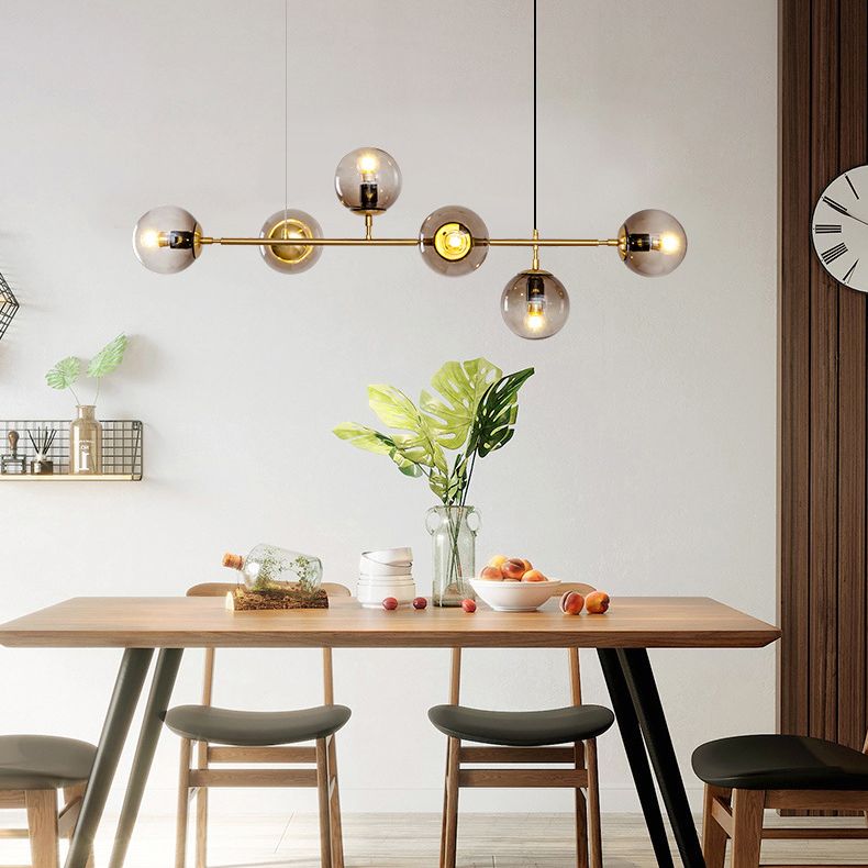 Modern Creative Style Pendant Lamp 6-Light Round Glass Island Light Fixture