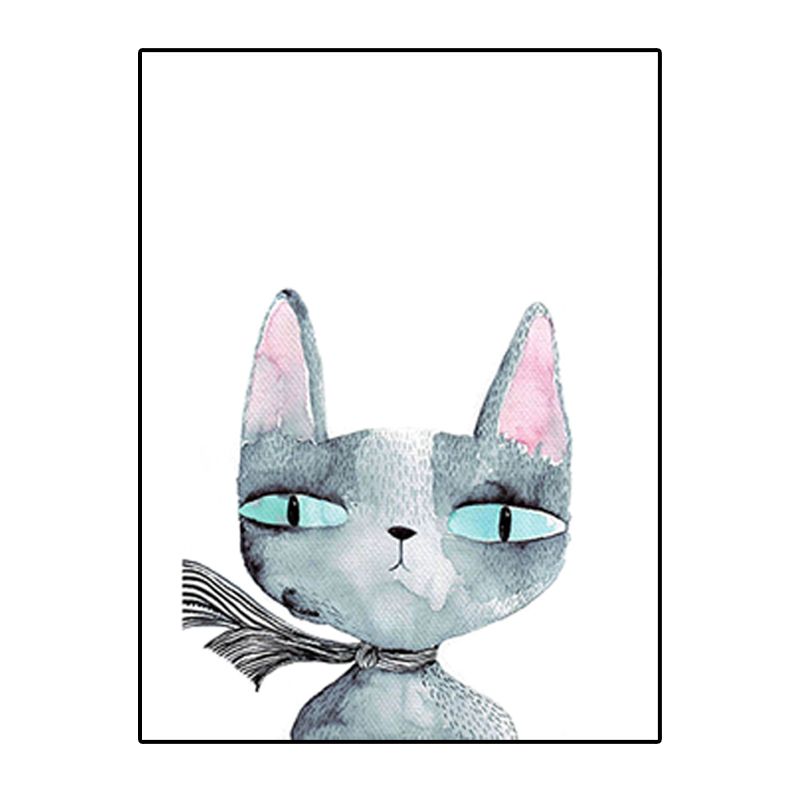 Animal Print Wall Art Living Room Pot Plant Canvas Painting in White for House Decor