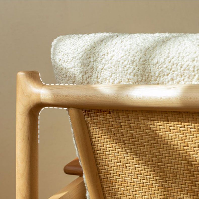 Nordic Style Wood Armrest with Pillow Back Wood Wood Color Arm Chair