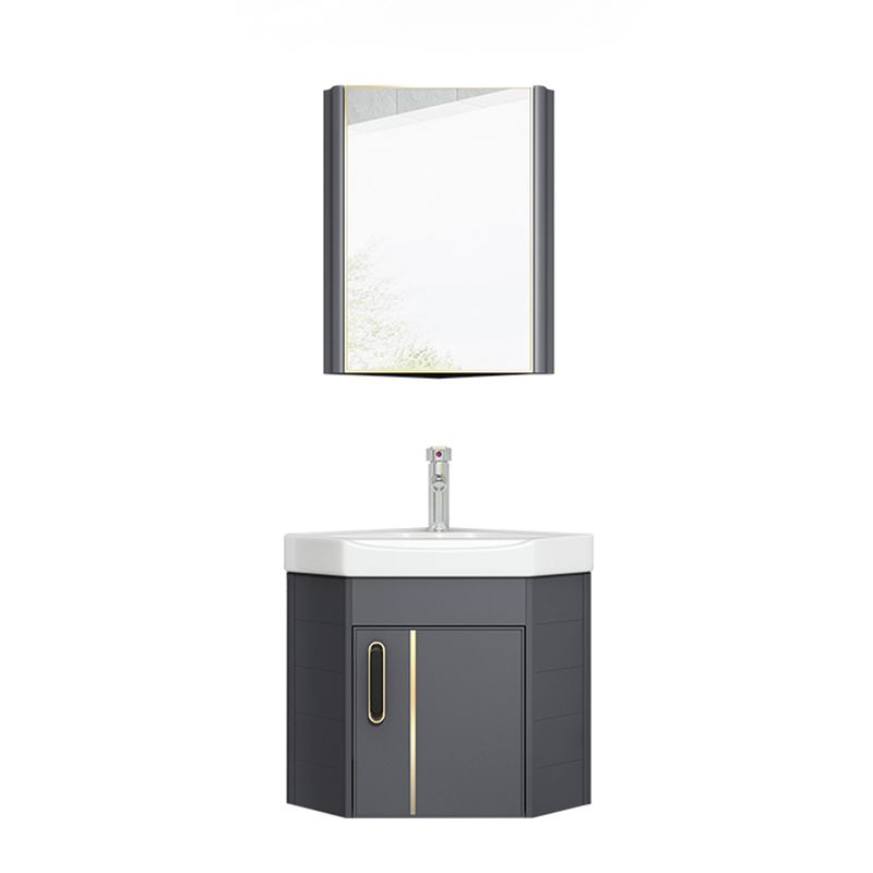 Wall Mounted Corner Bathroom Vanity Cabinet Triangular Abstract Vanity Sink