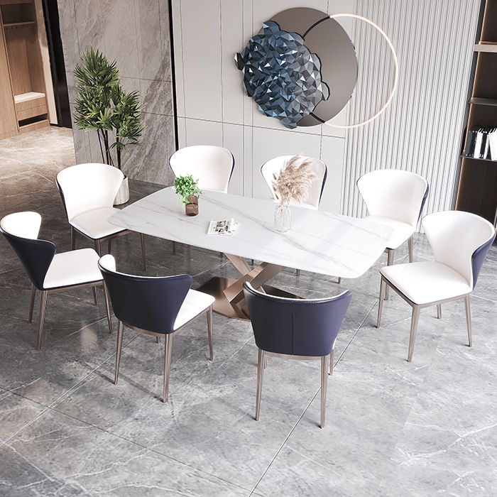 Mesa de comedor estándar Glam, mesa de comedor rectangular con tapa de piedra sinterizada para cocina