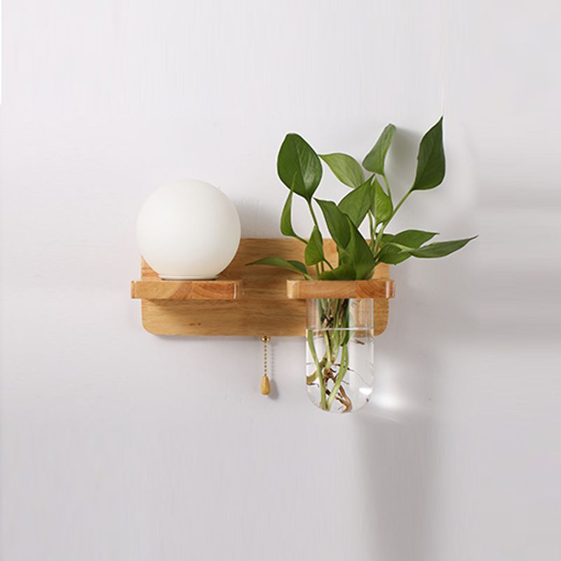 Nordische Wandmontage Lampe moderne Holzwandleuchten für Wohnzimmer (ohne Pflanzen)