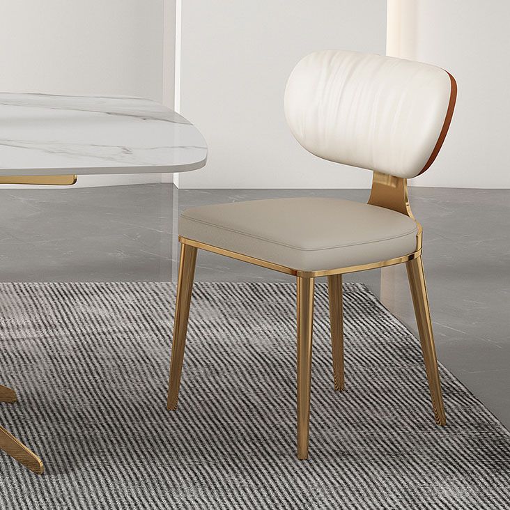 Glam Metal Dining Chairs Open Back Dining Side Furniture in Matte Finish
