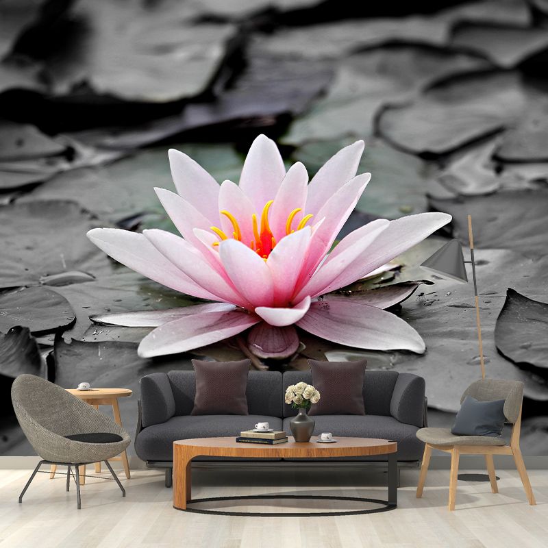 Papier peint Mural imprimé Lotus fleur moderne, revêtement Mural de couleur Pastel pour la décoration