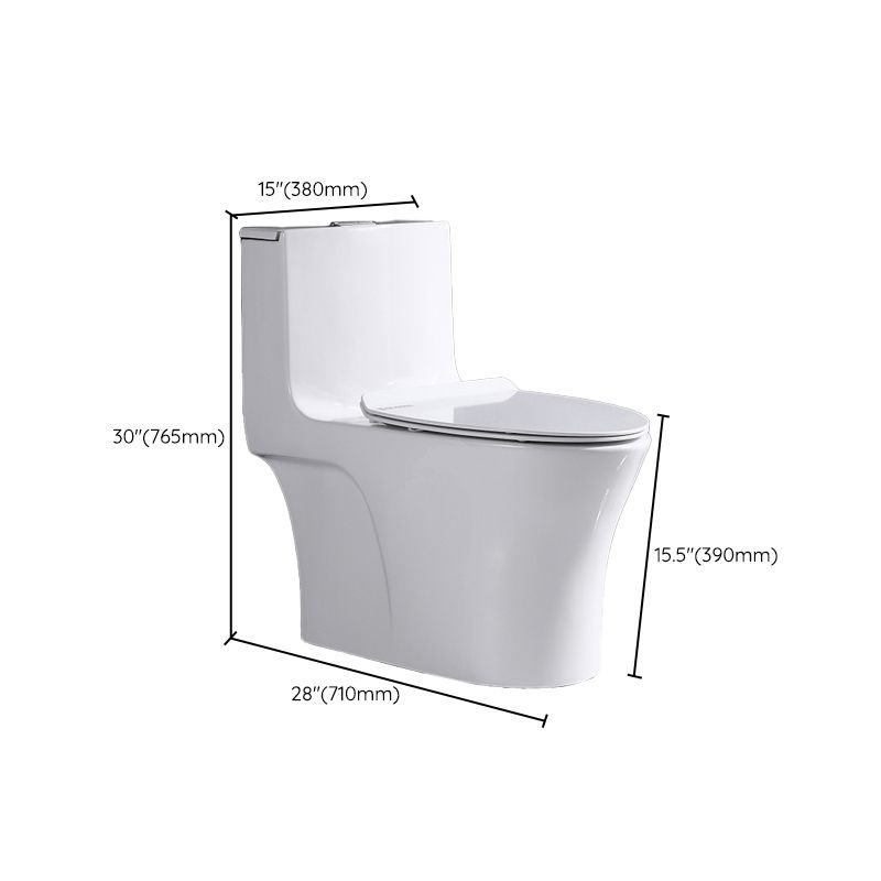Traditional One Piece Toilet Floor Mounted White Toilet Bowl with Seat for Washroom
