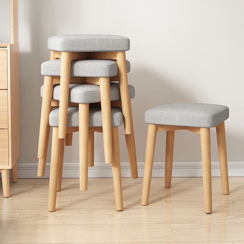 Wood Pouf Contemporary Square Solid Color Ottoman with Wooden Feet