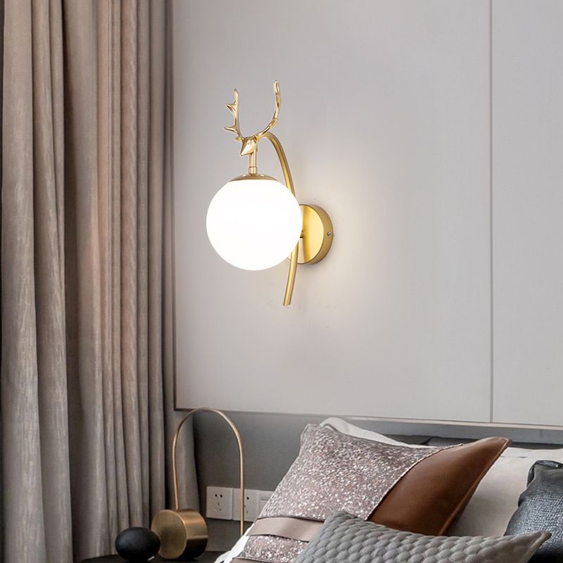 Sitting Room Antler Wall Sconce Modern Glass 1 Head Wall Mounted Light Fixture