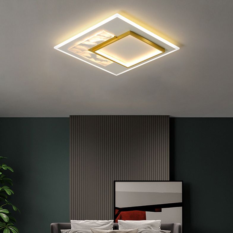 White and Gold LED Flush Mount in Modern Concise Style Acrylic Feather Ceiling Light for Living Room