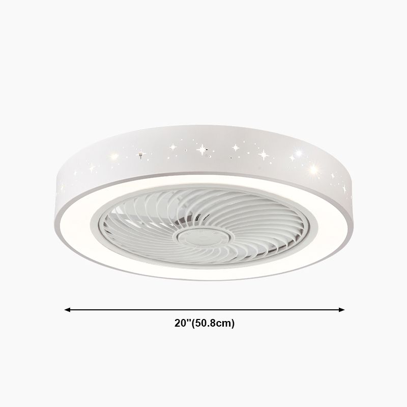 Lampada a ventola del soffitto in metallo nordico a filo arrotondato con lama di ventola di plastica