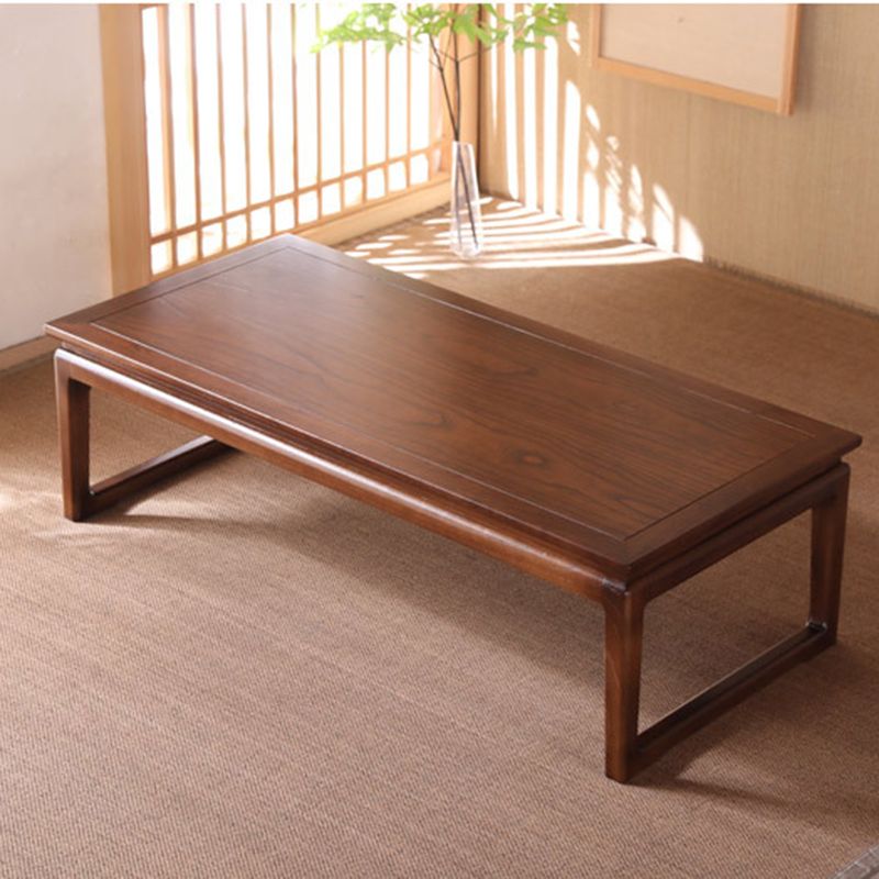 Modern Style Elm Wood Sleigh Shaped Base Design Rectangular Coffee Table