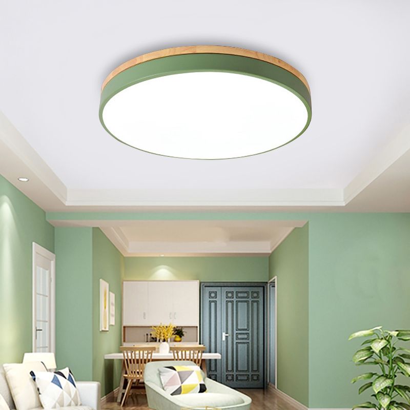 Lámpara de techo acrílica para dormitorio infantil, luz de techo circular delgada de color caramelo, Macaron Loft