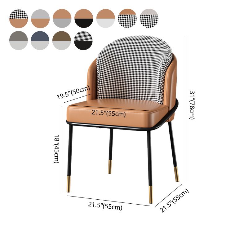 Sillas de comedor tapizadas de metal Glam, sillas de comedor sin brazos para uso en restaurantes