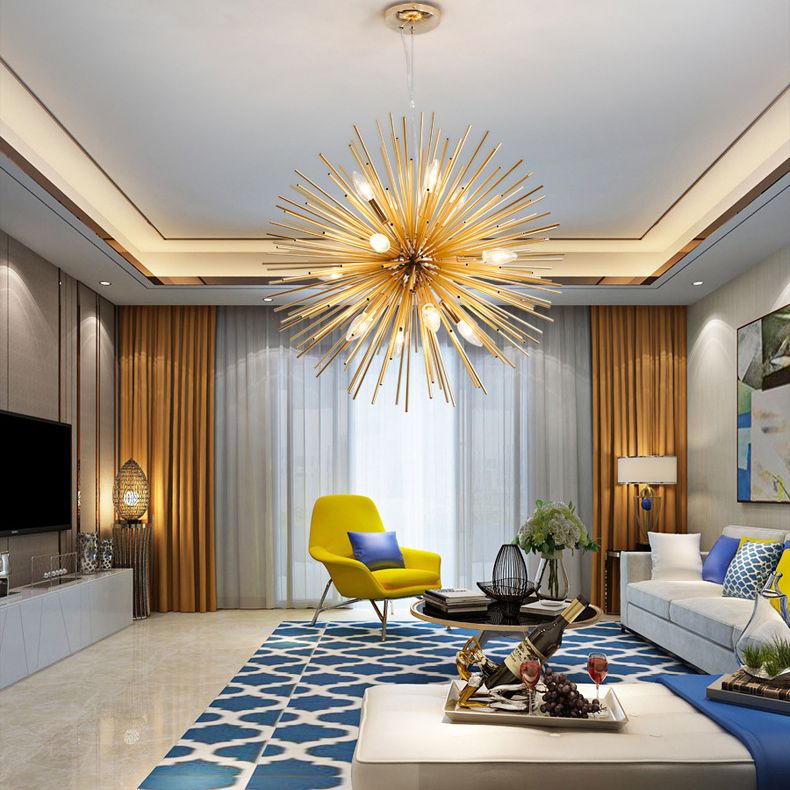 Simplicità post-moderna a 12 luci lampadario in alluminio dorato in alluminio a forma di lampada a sospensione creativa a forma di ristorante per il ristorante