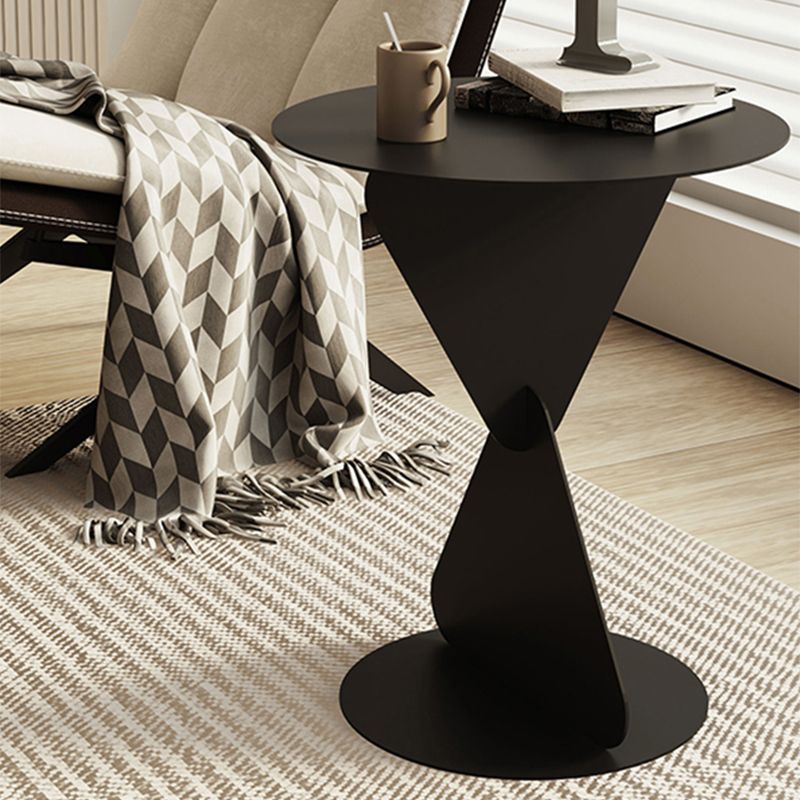 Modernistic Round Top Side Table Metal Pedestal End Table for Living Room