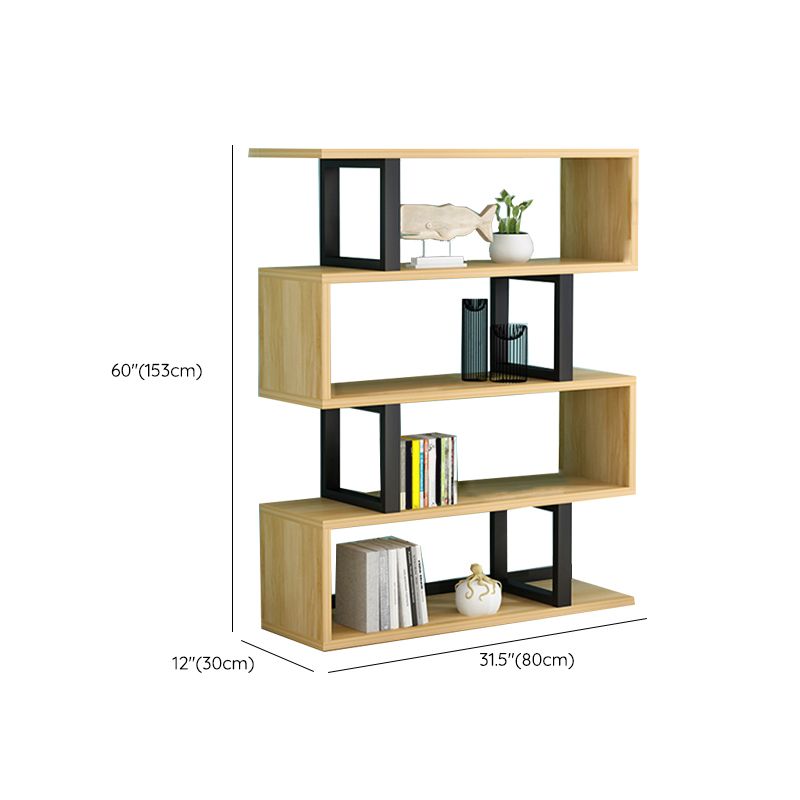 Scandinavian Wood Open Back Shelf Bookcase with Shelves for Home Office