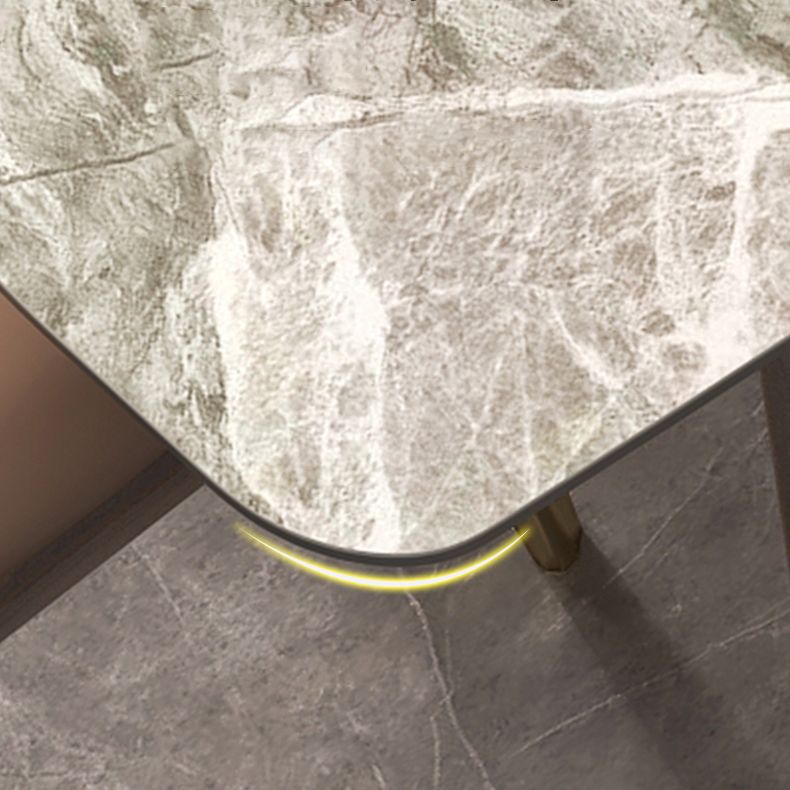 Mesa de comedor de piedra sinterizada estilo simplicidad Casa Mesa de forma rectangular con base de madera de cenizas