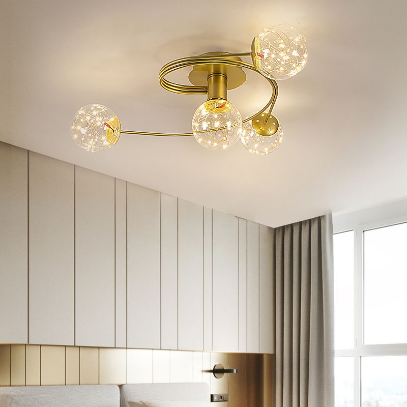 Contemporáneos de la esfera de la esfera de al ras Luces de montaje de altura de vidrio en oro