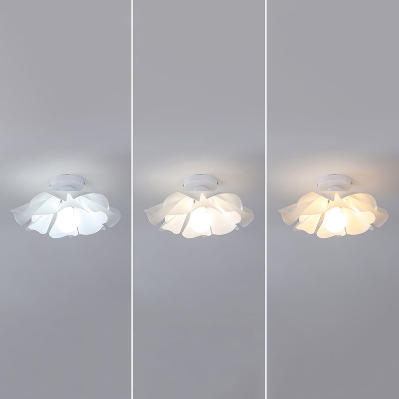 1 - Light Ceiling Flush Mount Light Iron and Acrylic Kids Style Flush in White