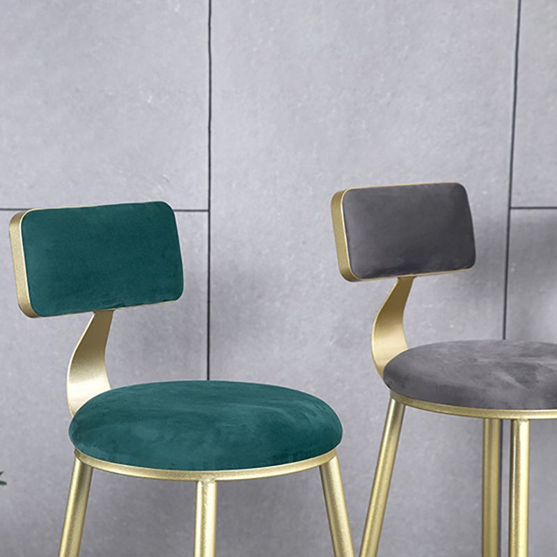 Glam Armless Backrest Counter Stool Iron Beauty Shop Bar Stool with Velvet Cushion