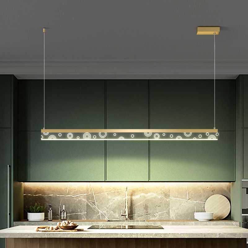 Minimalist Circle Print Suspension Lamp Aluminum Dining Room LED Island Light