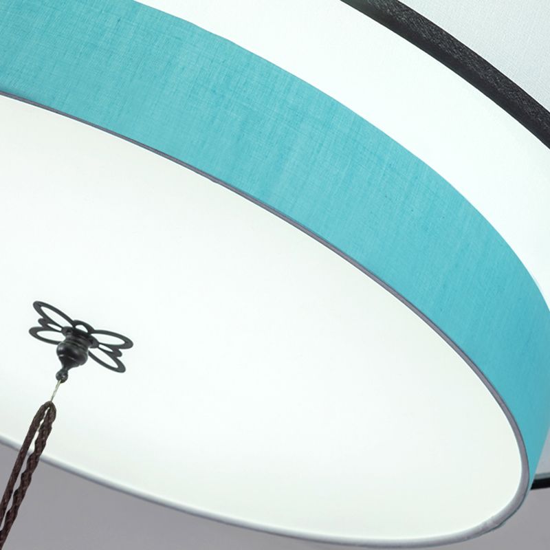 Traditional Style Drum Flush Mount Ceiling Light Fabric Flush Mount Lighting Fixture