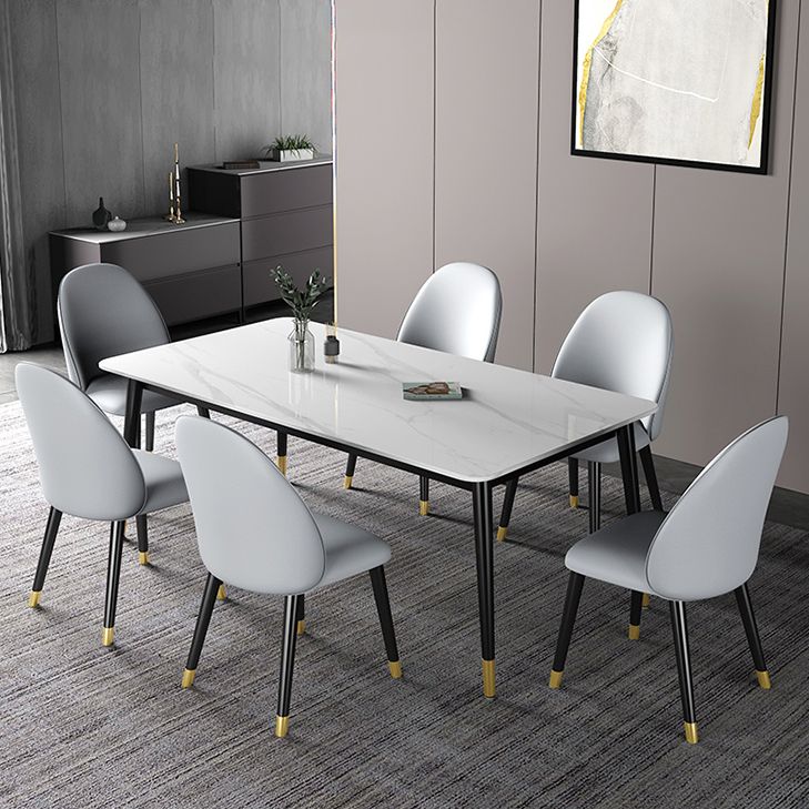 Modern Iron Dining Table Set 1/2/3/5/7 Pieces Dinette Set with Sintered Stone Top