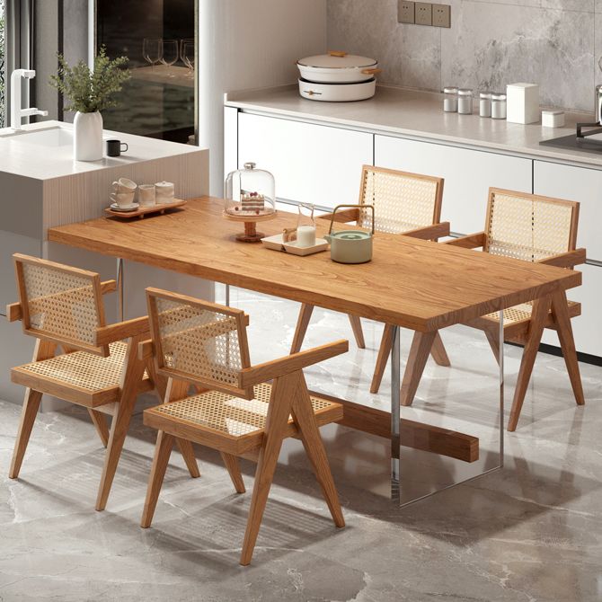 Modern Solid Wood Dining Set 1/2/5/7 Pieces Dining Table with Wood Chairs